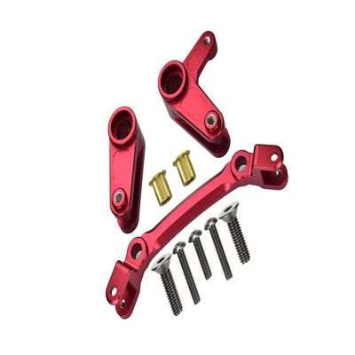 Aluminum Steering Assembly For Arrma 1:10 GRANITE/BIG ROCK 3S / BIG ROCK V3 3S / VORTEKS 3S / SENTON 3S / 1:8 VENDETTA 3S - 10Pc Set Red