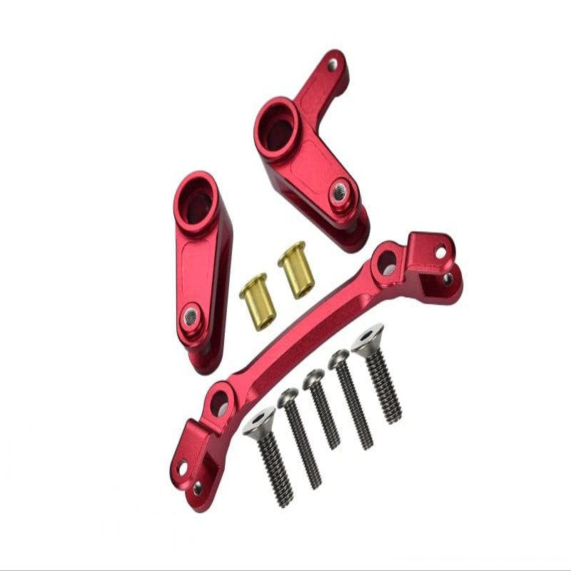 Aluminum Steering Assembly For Arrma 1:10 GRANITE/BIG ROCK 3S / BIG ROCK V3 3S / VORTEKS 3S / SENTON 3S / 1:8 VENDETTA 3S - 10Pc Set Red
