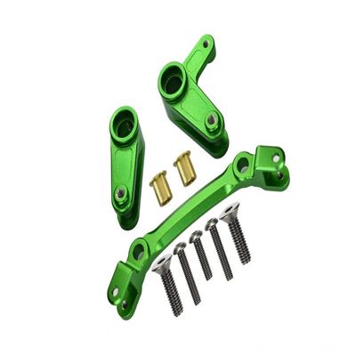 Aluminum Steering Assembly For Arrma 1:10 GRANITE/BIG ROCK 3S / BIG ROCK V3 3S / VORTEKS 3S / SENTON 3S / 1:8 VENDETTA 3S - 10Pc Set Green