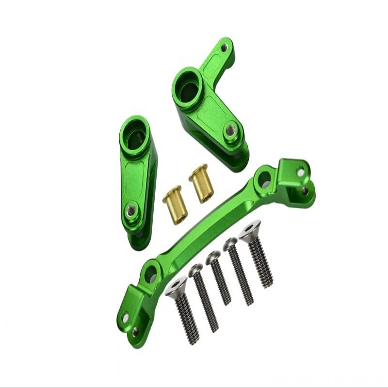 Aluminum Steering Assembly For Arrma 1:10 GRANITE/BIG ROCK 3S / BIG ROCK V3 3S / VORTEKS 3S / SENTON 3S / 1:8 VENDETTA 3S - 10Pc Set Green