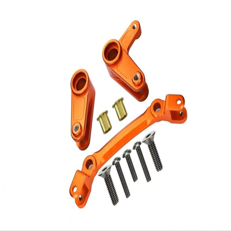 Aluminum Steering Assembly for Arrma 1:10 Granite/Big Rock 3S / Big Rock V3 3S / VORTEKS 3S / SENTON 3S / 1:8 Vendetta 3S - 10Pc Set Orange