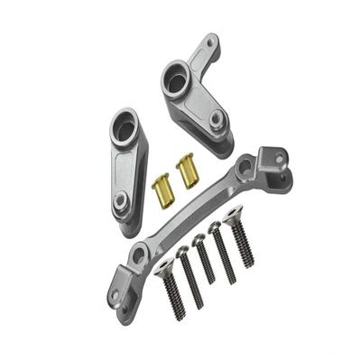 Aluminum Steering Assembly For Arrma 1:10 GRANITE/BIG ROCK 3S / BIG ROCK V3 3S / VORTEKS 3S / SENTON 3S / 1:8 VENDETTA 3S - 10Pc Set Silver