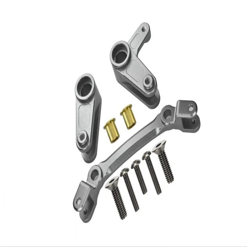 Aluminum Steering Assembly For Arrma 1:10 GRANITE/BIG ROCK 3S / BIG ROCK V3 3S / VORTEKS 3S / SENTON 3S / 1:8 VENDETTA 3S - 10Pc Set Silver