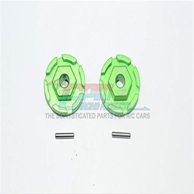 GPM For Traxxas Rustler 4X4 VXL (67076-4) Upgrade Parts Aluminum Hex Adapter (+2mm) - 2Pc Set Green
