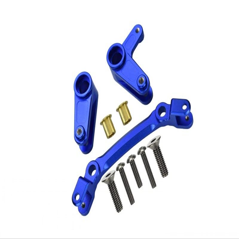Aluminum Steering Assembly for Arrma 1:10 Granite / Big Rock 3S / Big Rock V3 3S / VORTEKS 3S / SENTON 3S / 1:8 Vendetta 3S - 10Pc Set Blue