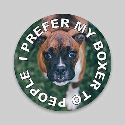 JB Print Magnet I Prefer My Boxer to People Dog Mom Dad Animal Lover Vinyl Decal Sticker Car Waterproof Car Decal Magnetic Bumper Sticker 5"