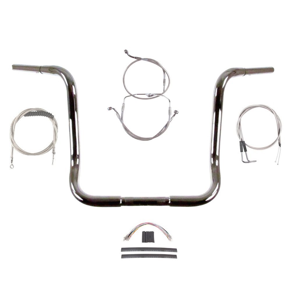 Hill Country Customs 1 1/4" Chrome 16" Ape Hanger Handlebar Kit for 2007 Harley Electra Glide, Ultra Classic, Street Glide models with Cruise Control - BSC-BB16C-ESG07-C