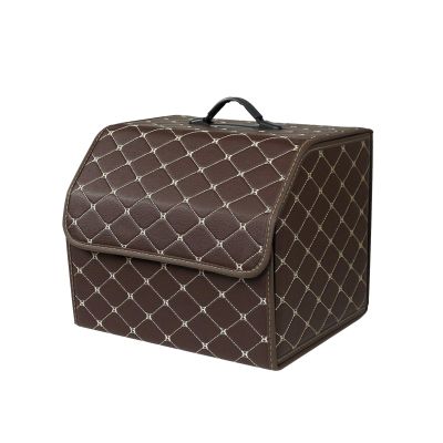 Ergocar Car Trunk Organizer Luxury Foldable Car Boot Tidy Storage Box Waterproof PU Car Boot Storage Organiser for Car/SUV/Truck/Auto (Brown-M)