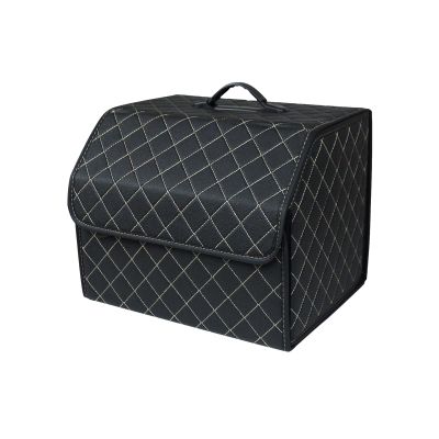 Ergocar Luxury Foldable Car Trunk Organizer - Black, 53L, Waterproof PU, Foldable Mount, Auto/SUV/Truck