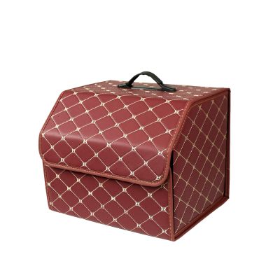 Ergocar Car Trunk Organizer Luxury Foldable Car Boot Tidy Storage Box Waterproof PU Car Boot Storage Organiser for Car/SUV/Truck/Auto (Red Wine-M)
