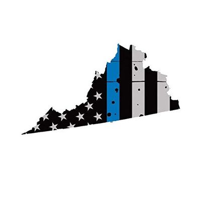 ION Graphics Magnet Distressed Virginia State Shaped Subdued US Flag Thin Blue Line Magnetic Vinyl Police 5" Car Magnet Bumper Sticker