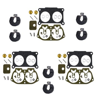 3 Pack of Outboard Carburetor Repair Kit w FLOATS (For Yamaha/Replaces 6E5-W0093-06-00/18-7002 / Fits 1990-1993 V6 225 HP)