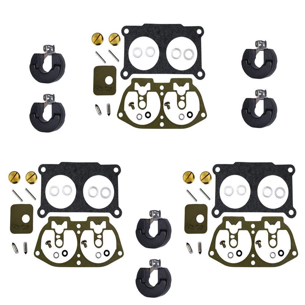 3 Pack of Outboard Carburetor Repair Kit w FLOATS (For Yamaha/Replaces 6E5-W0093-06-00/18-7002 / Fits 1990-1993 V6 225 HP)