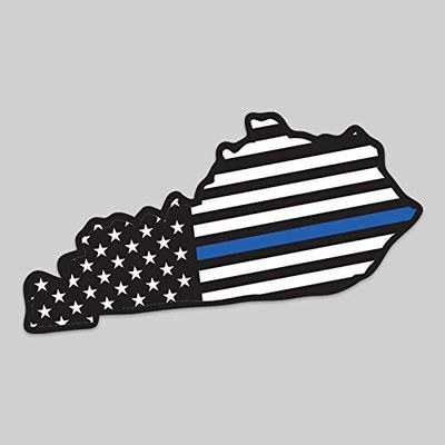 2-Pack Kentucky State Outline American Flag Overlay Thin Blue Line Vinyl Decal Sticker | 5-Inches | Premium Quality Vinyl Decal | Laminated with UV Protective Laminate | PD2810