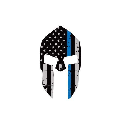 ION Graphics Magnet 7" Distressed Thin Blue Line Subdued Spartan Helmet American Flag Magnetic Vinyl Law 5" Car Magnet Bumper Sticker