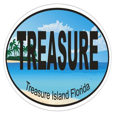 Magnet Treasure Island Florida Oval Vinyl Magnetic Bumper Sticker Decal D1271 Euro Oval 5"