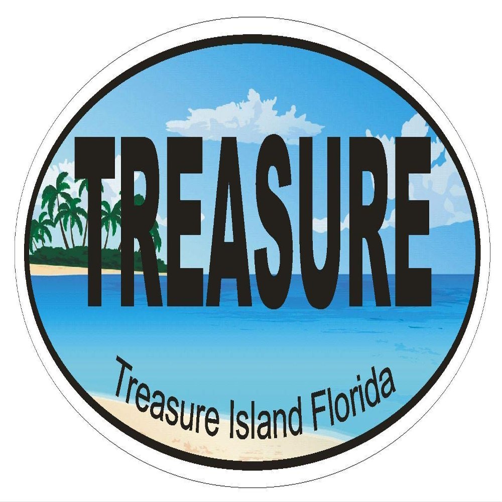 Magnet Treasure Island Florida Oval Vinyl Magnetic Bumper Sticker Decal D1271 Euro Oval 5"