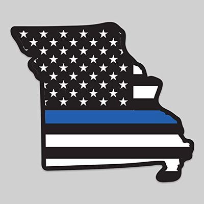 2-Pack Missouri State Outline American Flag Overlay Thin Blue Line Vinyl Decal Sticker | 5-Inches | Premium Quality Vinyl Decal | Laminated with UV Protective Laminate | PD2817