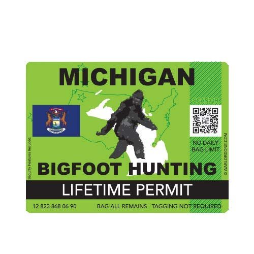 ION Graphics Magnet Michigan Bigfoot Hunting Permit Magnetic Vinyl Die Cut Decal Sasquatch Lifetime 5" Car Magnet Bumper Sticker