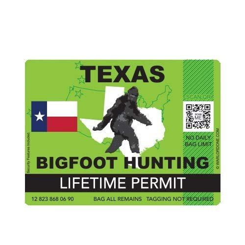 ION Graphics Magnet Texas Bigfoot Hunting Permit Magnetic Vinyl Die Cut Decal Sasquatch Lifetime 5" Car Magnet Bumper Sticker
