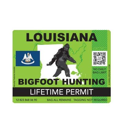 ION Graphics Magnet Louisiana Bigfoot Hunting Permit Magnetic Vinyl Die Cut Decal Sasquatch Lifetime 5" Car Magnet Bumper Sticker