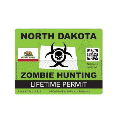ION Graphics Magnet Zombie North Dakota State Hunting Permit Magnetic Vinyl Self Adhesive Vinyl Decal ND 5" Car Magnet Bumper Sticker