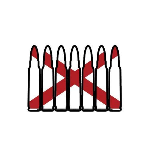 ION Graphics Magnet Alabama Flag Bullet Ammo Magnetic Vinyl Vinyl Decal AL .223 5.56mm 2a 2nd Gun Rights 5" Car Magnet Bumper Sticker