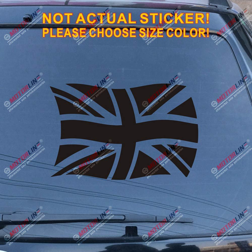 UK Waving Flag Union Jack British Decal Sticker Car Vinyl Pick Size Color f (Black, 4'' (10.2cm))