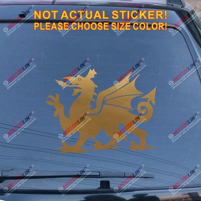 Wales Red Dragon Decal Sticker Welsh Y Ddraig Goch Car Vinyl Pick Size Color e (Gold, 4'' (10.2cm))