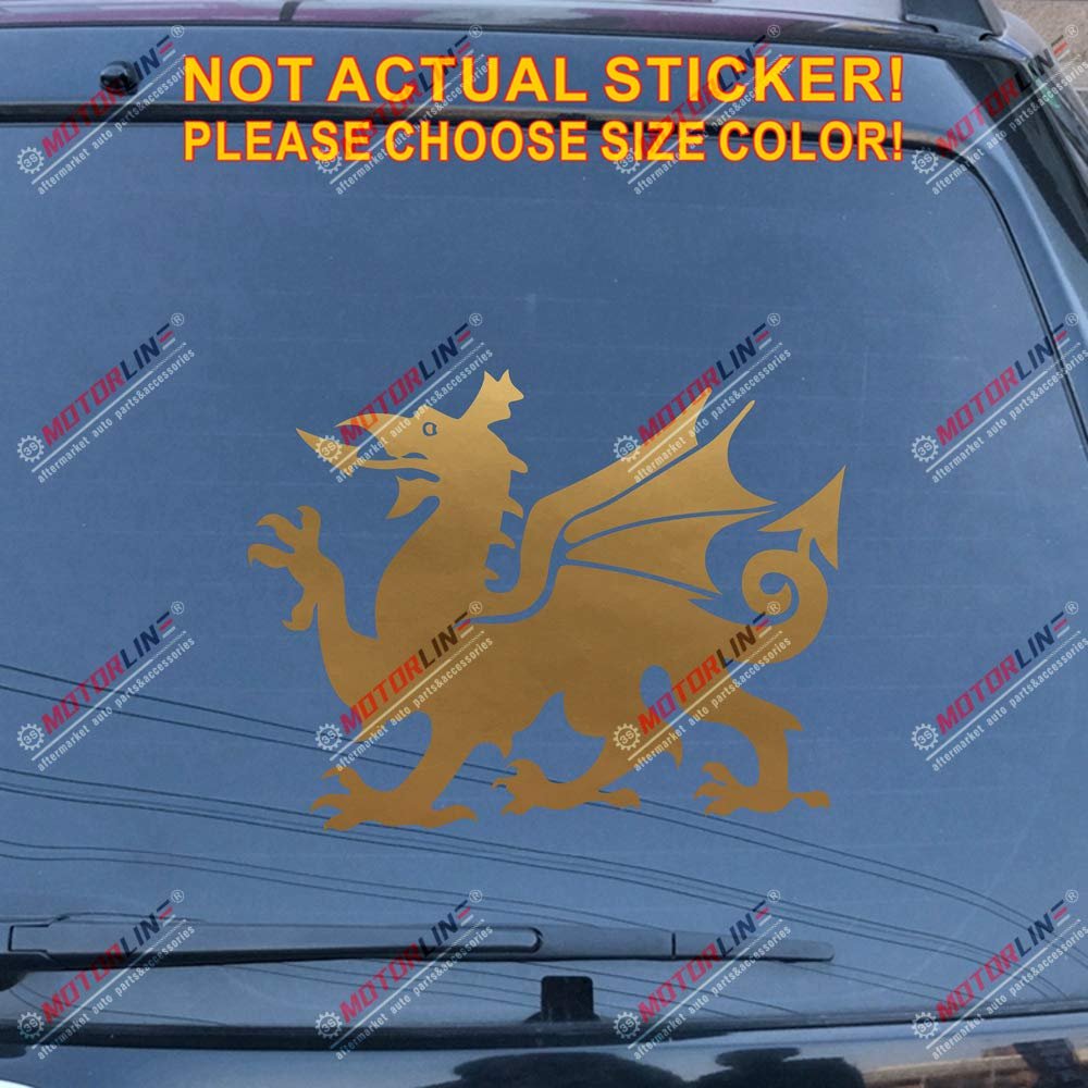 Wales Red Dragon Decal Sticker Welsh Y Ddraig Goch Car Vinyl Pick Size Color e (Gold, 4'' (10.2cm))