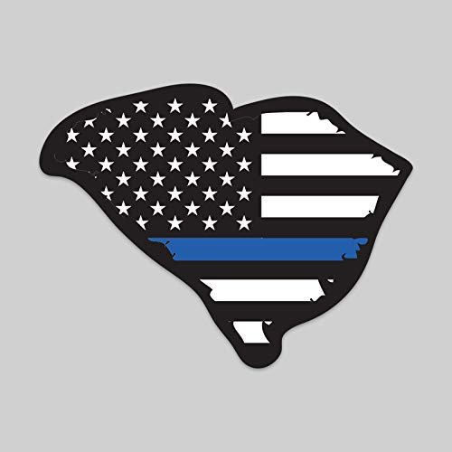2-Pack South Carolina State Outline American Flag Overlay Thin Blue Line Vinyl Decal Sticker | 5-Inches | Premium Quality Vinyl Decal | Laminated with UV Protective Laminate | PD2833