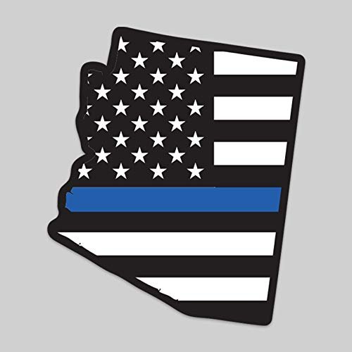 2-Pack Arizona State Outline American Flag Overlay Thin Blue Line Vinyl Decal Sticker | 5-Inches | Premium Quality Vinyl Decal | Laminated with UV Protective Laminate | PD2798