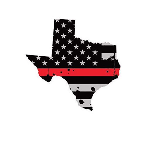 ION Graphics Magnet Distressed Thin Red Line Texas State Shaped Subdued US Flag Magnetic Vinyl fire TX 5" Car Magnet Bumper Sticker