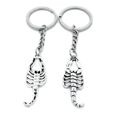 50 PCS Antique Silver Keyrings Keychains Key Ring Chains Tags Clasps AA461 Scorpion Scorpio