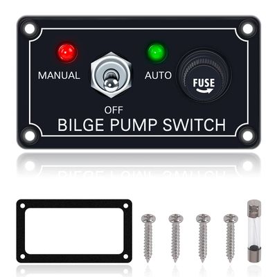 Boeray Bilge Pump Switch Rocker Toggle Switch Panel and Fuse DC 12V 24V Max 15A SPST ON/Off Marine Switch Panel 1 Toggle