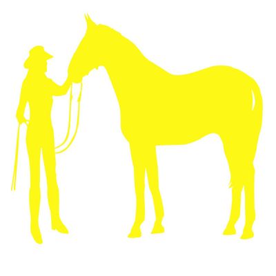 BYel Cowgirl and Horse Decal Vinyl Sticker Graphics|UR Impressions|for Cars Trucks SUV Vans Walls Windows Laptop|Bright Yellow|5.5 X 3.6 inch|URI139-BY