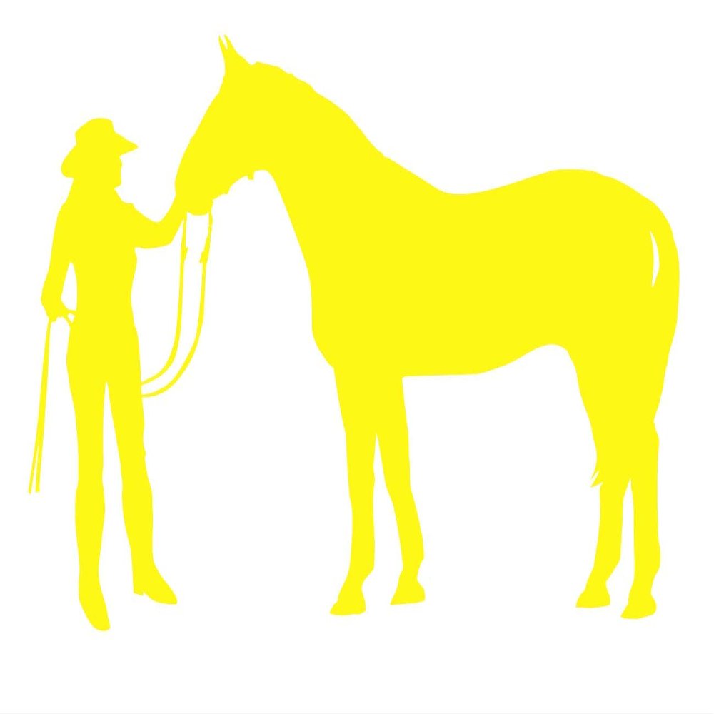 BYel Cowgirl and Horse Decal Vinyl Sticker Graphics|UR Impressions|for Cars Trucks SUV Vans Walls Windows Laptop|Bright Yellow|5.5 X 3.6 inch|URI139-BY
