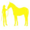 BYel Cowgirl and Horse Decal Vinyl Sticker Graphics|UR Impressions|for Cars Trucks SUV Vans Walls Windows Laptop|Bright Yellow|5.5 X 3.6 inch|URI139-BY view 1