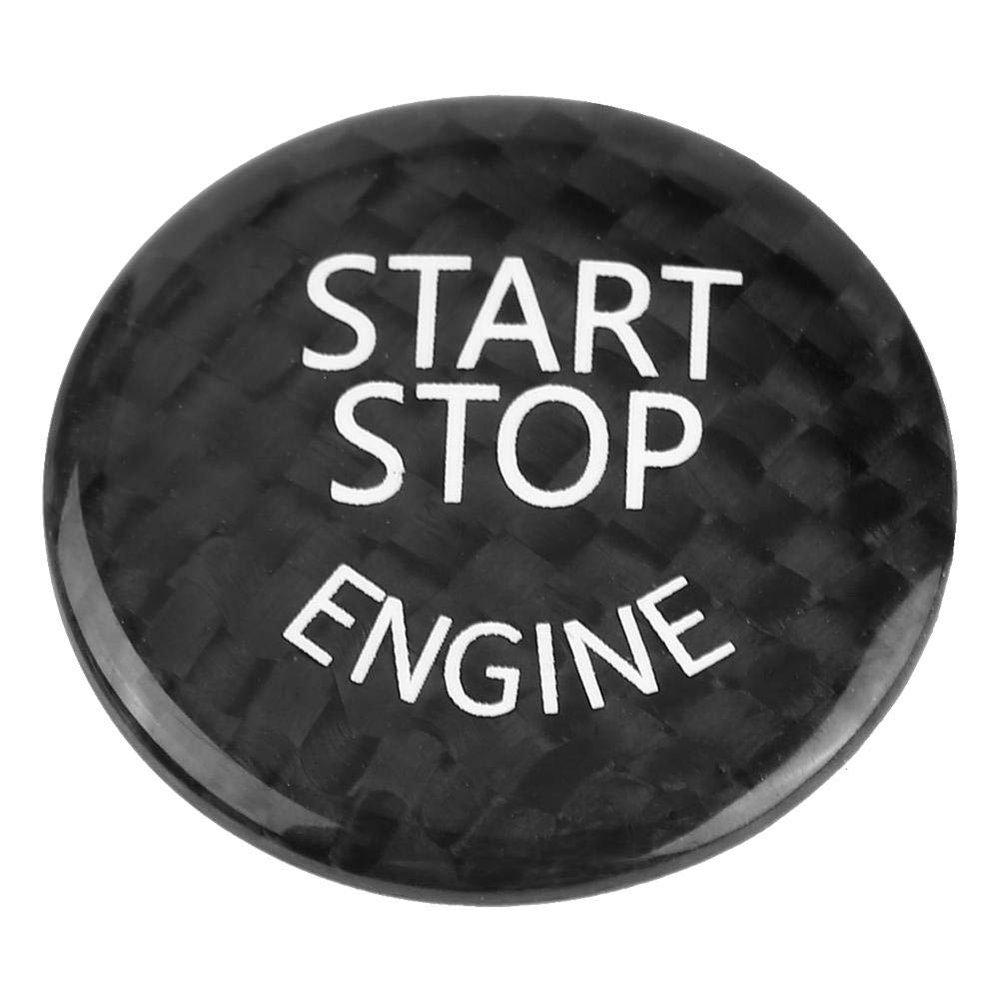 Car Engine Start Stop Button Switch Cover Trim Black Carbon Fiber Ignition Key Ring Sticker Fit for 3 Series E90 E91 E92 E93 E60 E83 E84 X5 X6 E70 E71 E72