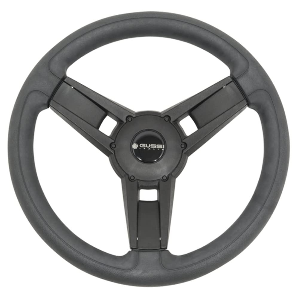Gussi Italia Giazza Black Premium Italian-Made Steering Wheel for Golf Carts - No Hub Adapter Needed (Club Car Precedent/Tempo)