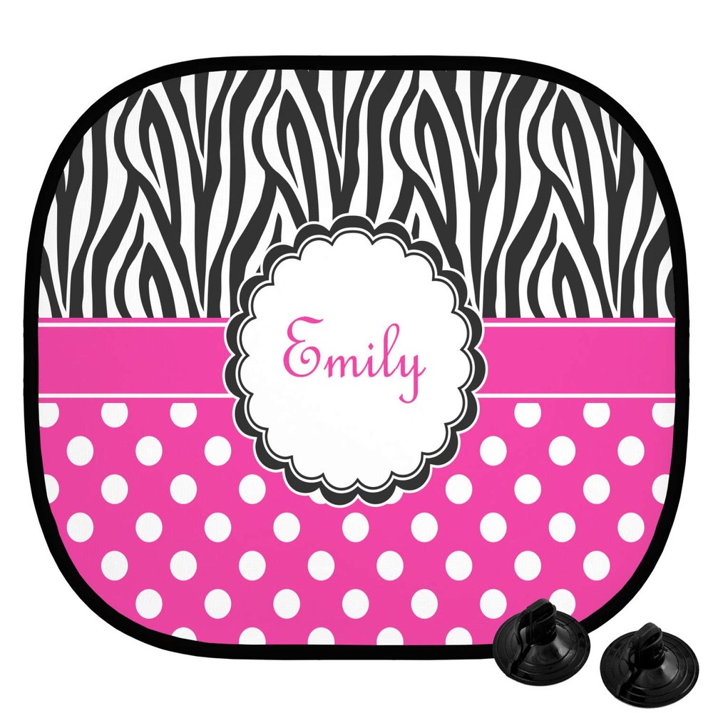 YouCustomizeIt Personalized Zebra Print & Polka Dots Car Side Window Sun Shade