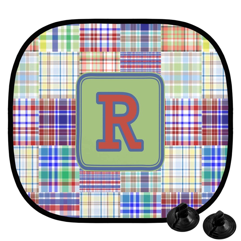 YouCustomizeIt Personalized Blue Madras Plaid Print Car Side Window Sun Shade