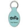 LaserGram Oval Keychain, Motorcycle, Personalized Engraving Included (Teal) view 1