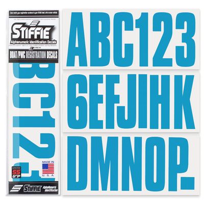 STIFFIE Uniline Blueberry 3" Super Sticky Boat & PWC Registration Decals Numbers Letters Stickers