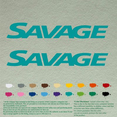 Pair of Savage Boat Compatible Replacement Decals Vinyl Stickers Boats Outboard Motor Set of 2 (18", Turquoise 054)