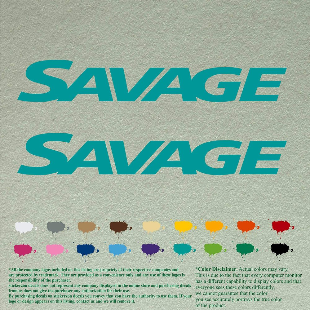 Pair of Savage Boat Compatible Replacement Decals Vinyl Stickers Boats Outboard Motor Set of 2 (18", Turquoise 054)