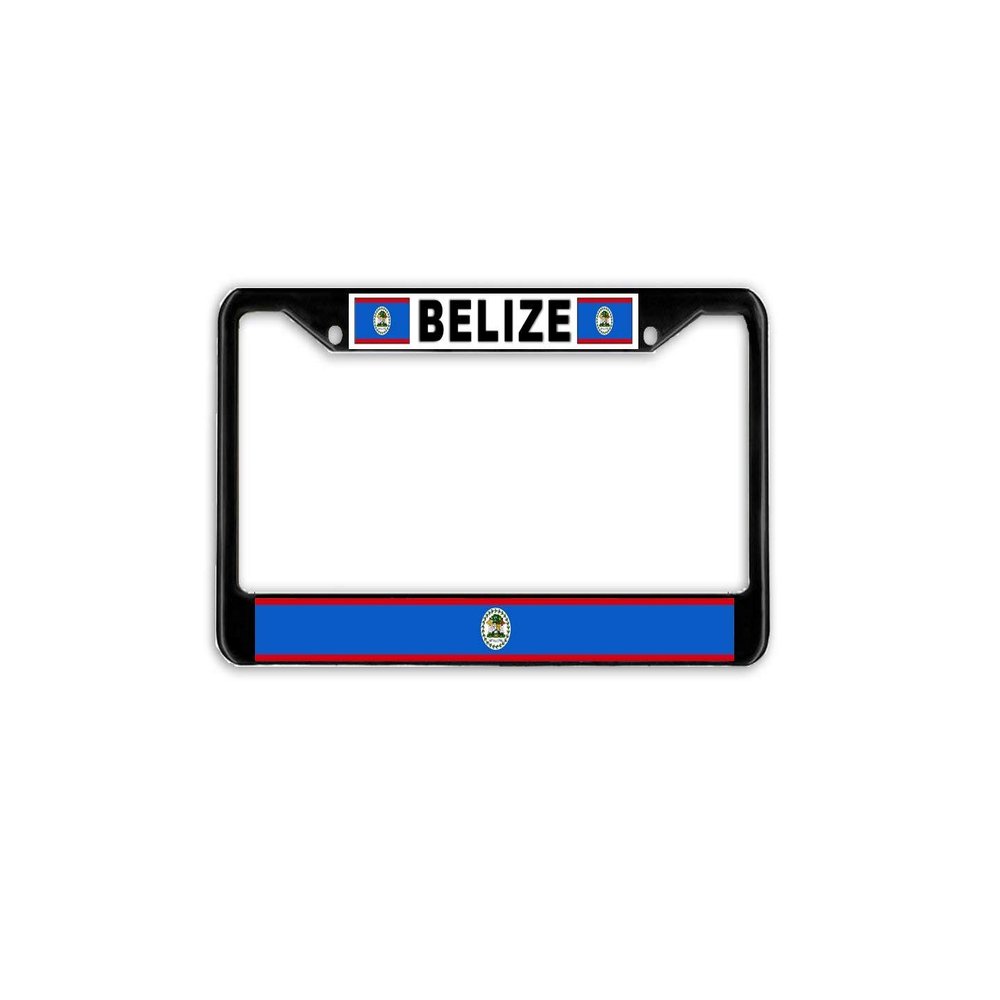 LOHIGHH Belize Flag Black Metal Car Auto License Plate Frame Holder Black