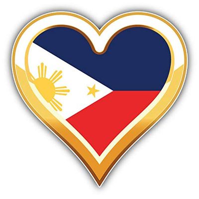 KW Vinyl Magnet I Love Philippines Golden Heart Flag Truck Car Magnet Bumper Sticker Magnetic 5"
