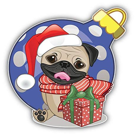 KW Vinyl Magnet Christmas Pug Dog Truck Car Magnet Bumper Sticker Magnetic 5"