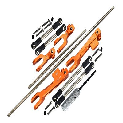 GPM For Traxxas Unlimited Desert Racer 4X4 (#85076-4) Upgrade Parts Spring Steel Front + Rear Sway Bar & Aluminum Sway Bar Arm & Stainless Steel Linkage - 23Pc Set Orange